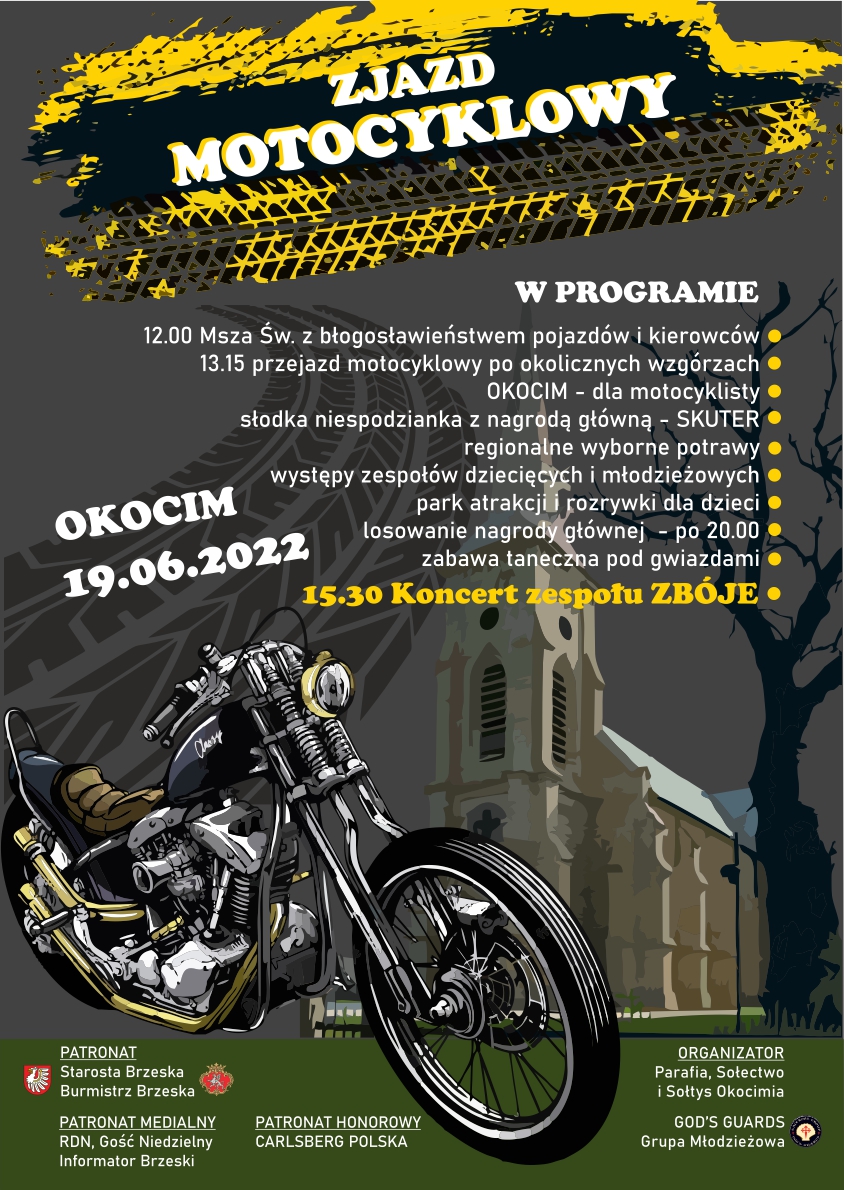 Plakat zlotu motocyklowego w Okocimiu